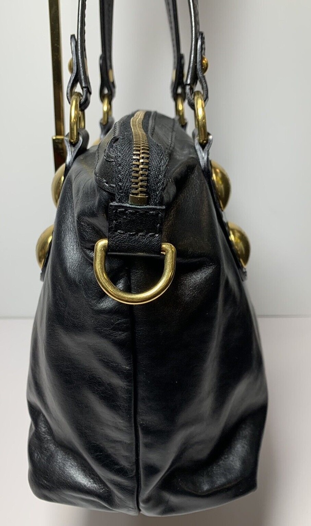 Gucci Black Leather Tote Handbag with gold Hardware #2