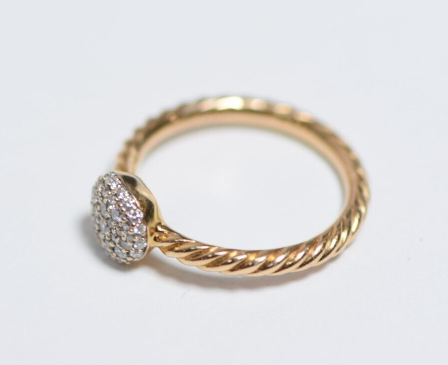 David Yurman 18 Karat Yellow Gold Cable Ring With Pave' Set Diamonds Size 7 #1