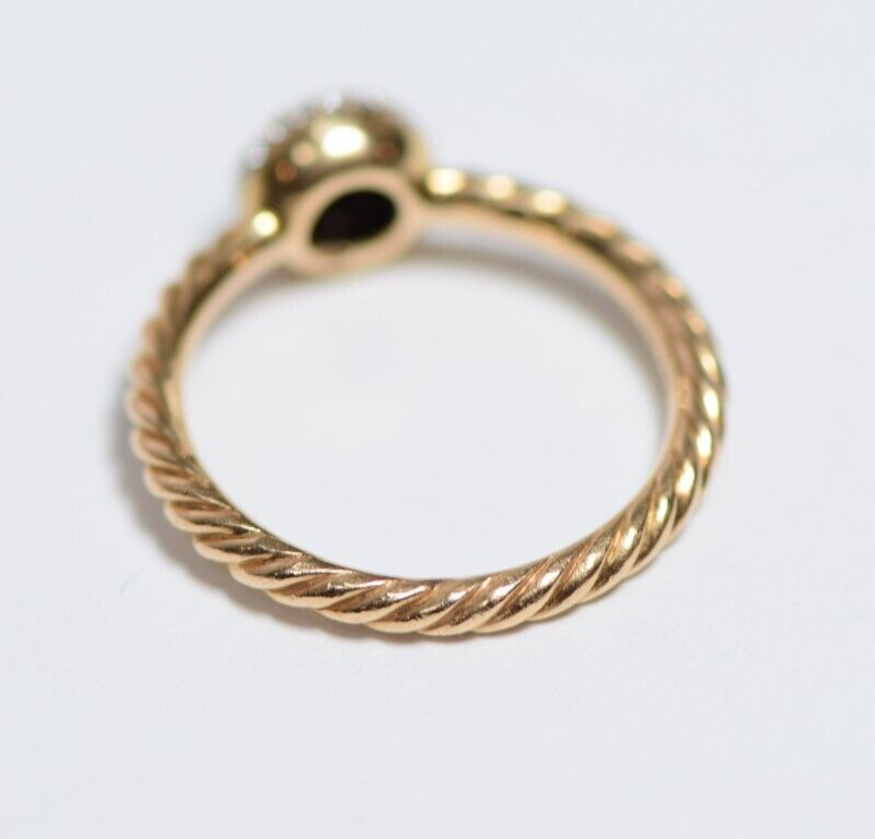 David Yurman 18 Karat Yellow Gold Cable Ring With Pave' Set Diamonds Size 7 #2