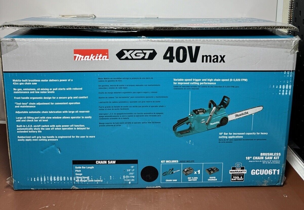 Makita 40V max XGT 18 Inch Chainsaw (GCU06T1) #1