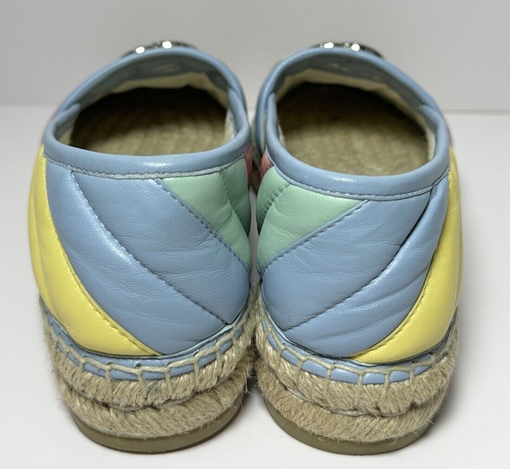 GUCCI Double G Marmont pastel matelasse leather espadrilles 34EU #3