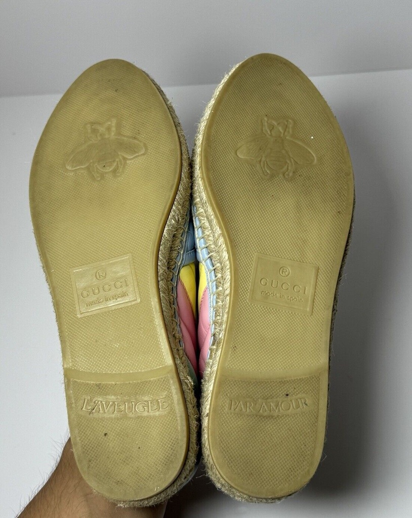 GUCCI Double G Marmont pastel matelasse leather espadrilles 34EU #5