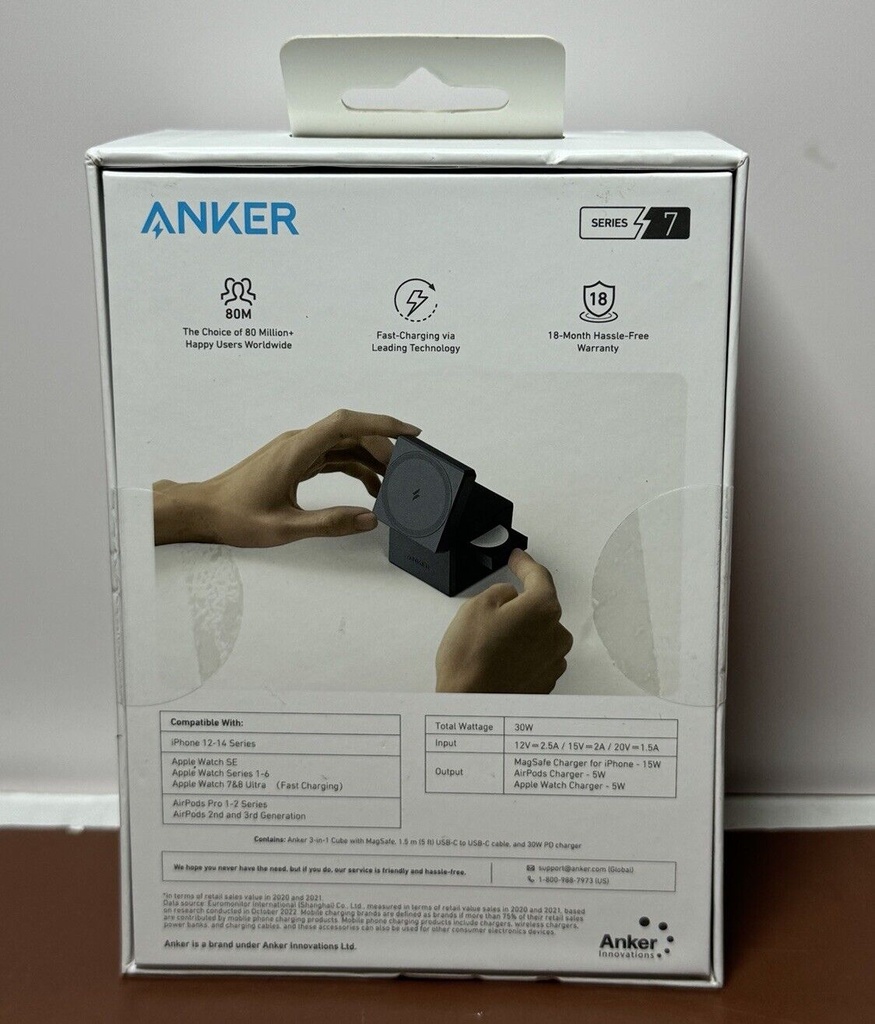 Brand New - Anker 3-in-1 Cube Charger Stand with MagSafe - Gray #2