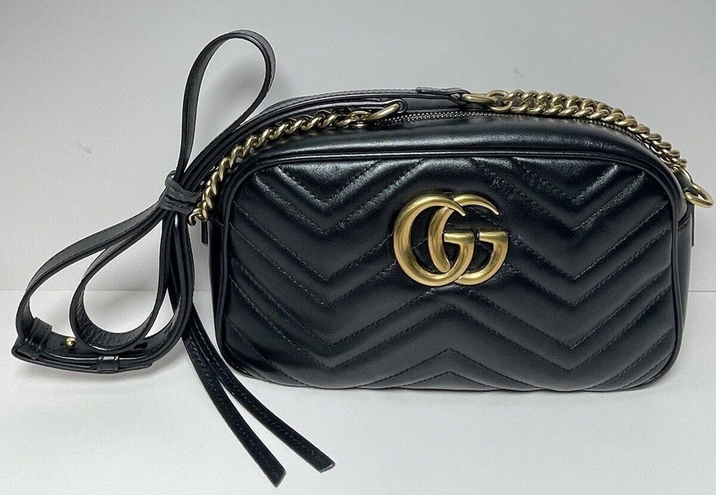 Gucci GG Marmont Small Matelassé Shoulder Bag Crossbody Calfskin Black/Gold HW #1