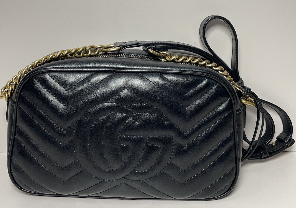 Gucci GG Marmont Small Matelassé Shoulder Bag Crossbody Calfskin Black/Gold HW #2