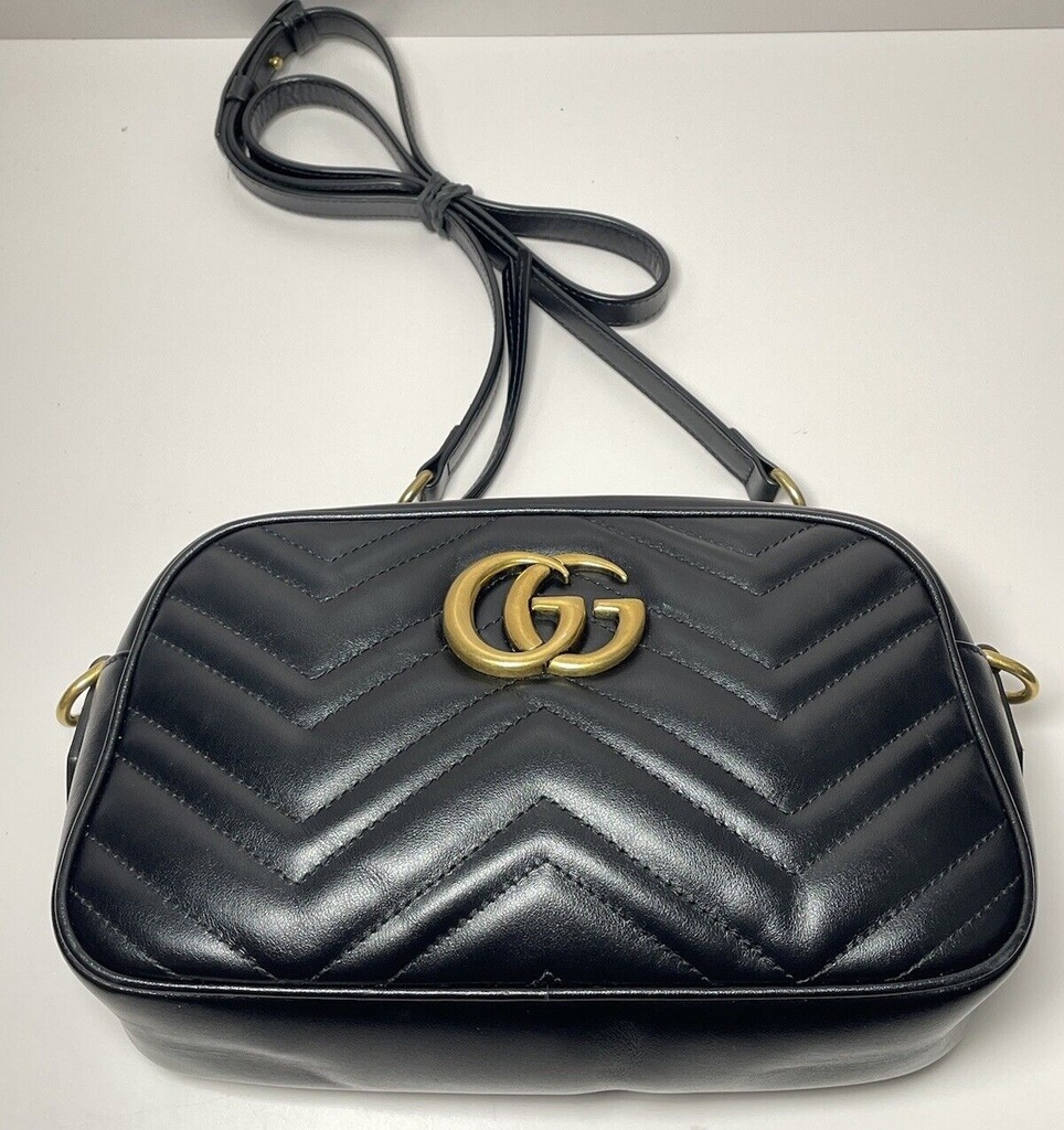 Gucci GG Marmont Small Matelassé Shoulder Bag Crossbody Calfskin Black/Gold HW #5