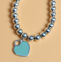 Genuine Tiffany & Co Heart Enamel Blue Charm Sterling Silver bracelet 16cm 6.25" used