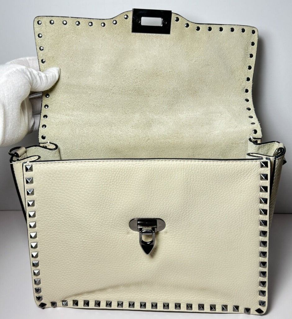 Valentino Rockstud Crossbody Shoulder Bag Grainy Calfskin Ivory #7