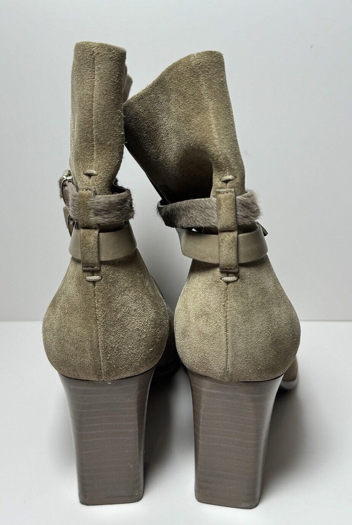 Dior Women's Taupe Suede Double Buckled Straps Ankle Boots #3