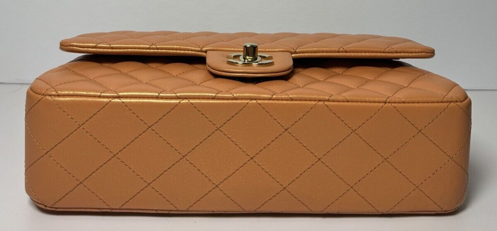 Chanel Orange Iridescent Medium Double Flap Bag #9