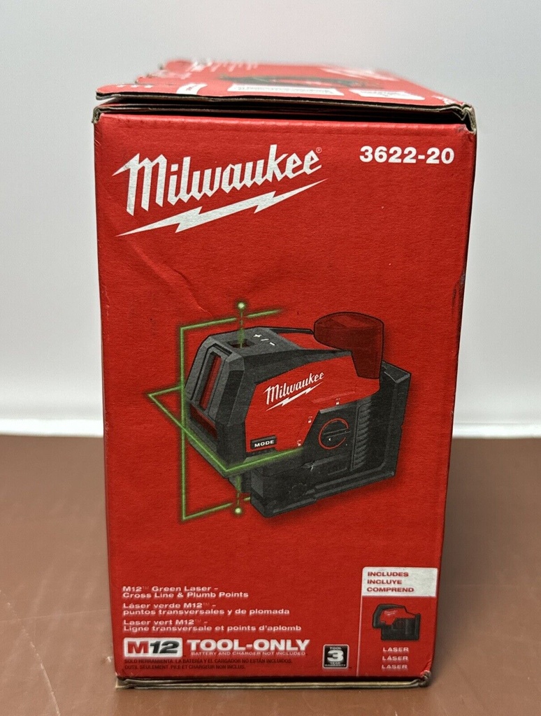 NEW Milwaukee M12 Green Cross Line & Plumb Points Laser (Tool Only)  3622-20 #4