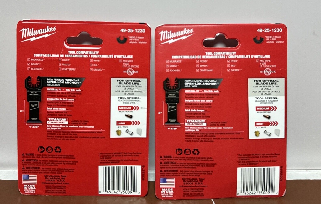 Lot Of (2) Milwaukee 1-3/8 in. Titanium Bi-Metal Cutting Multi-Tool - 10 Pack #1