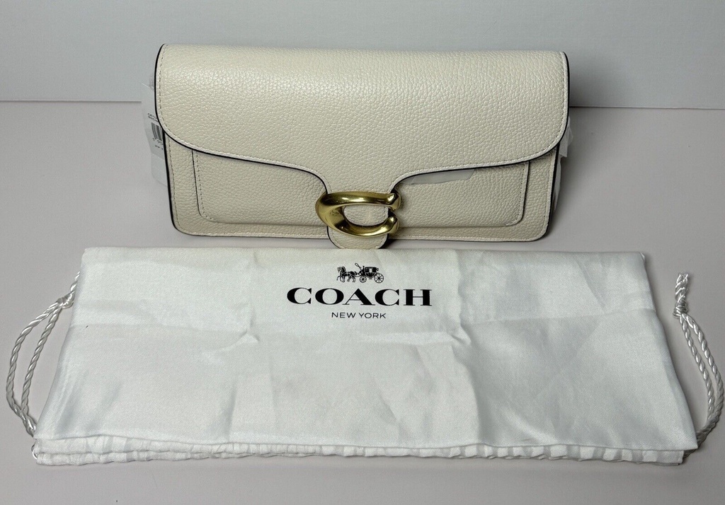 COACH Metallic Tabby Chain Clutch Chalk White NWT -CE772 #7