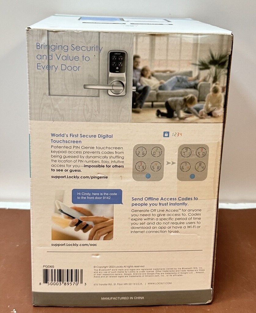 LOCKLY 6S Smart Lock - Latch Edition Touchscreen Keypad Door Lock - PGD6S - NEW #2