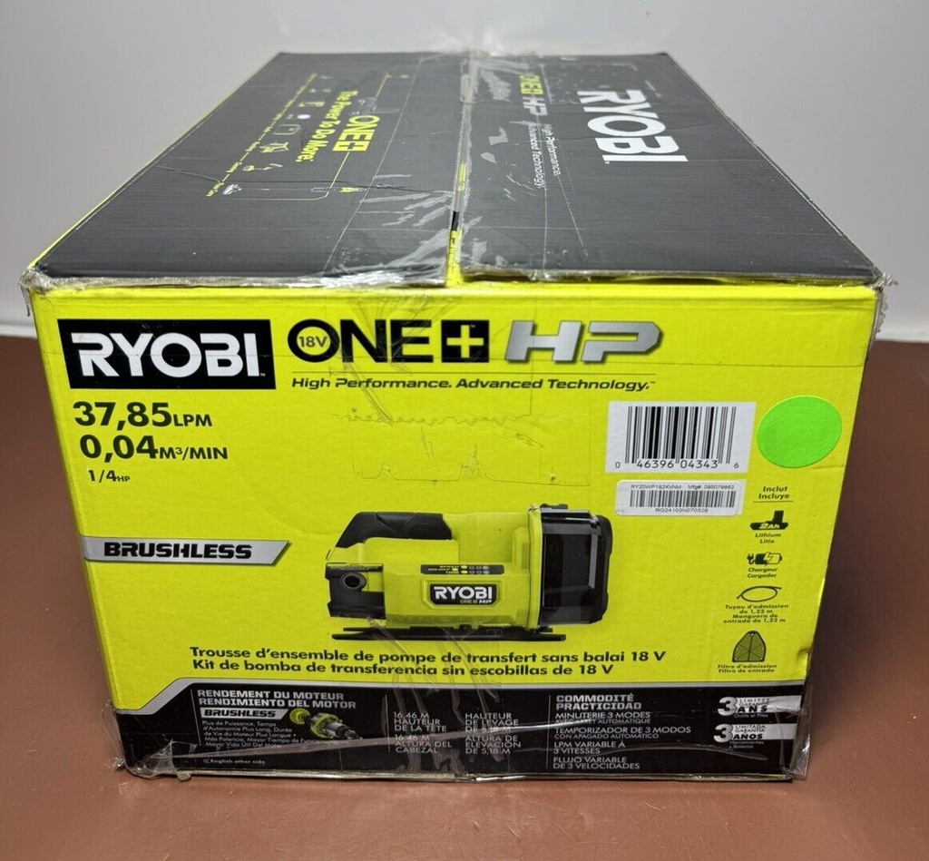 RYOBI ONE+ HP 18V 1/4 hp Cordless Battery Powered Transfer Pump +Batt &Charger #1