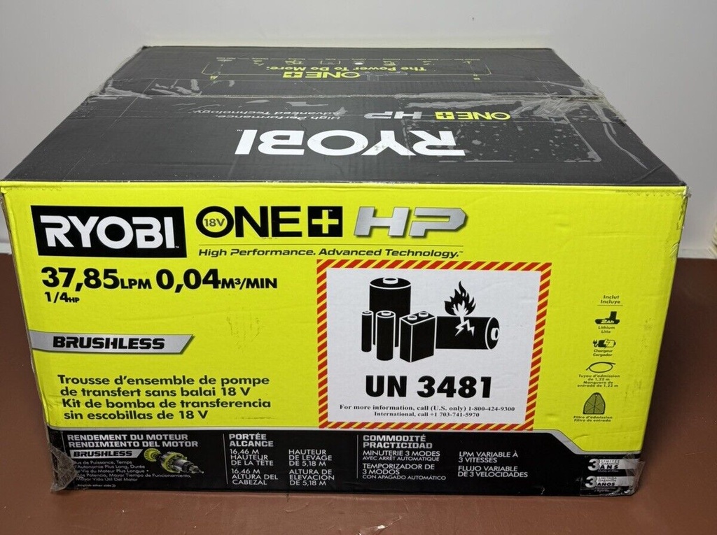 RYOBI ONE+ HP 18V 1/4 hp Cordless Battery Powered Transfer Pump +Batt &Charger #2