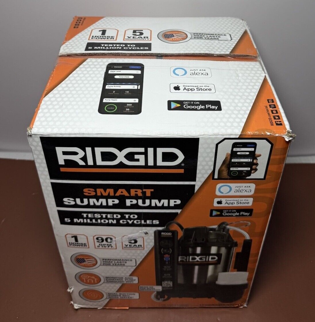 Brand New Sealed - RIDGID 70080-RHD1 Smart 1HP 90GPM Sump Pump 1000RSDSSMart #4