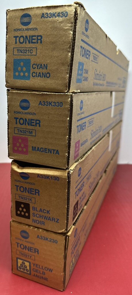 Genuine Konica Minolta TN321 Full Set of Toners A33K130,A33K230,A33K330,A33K430 #1