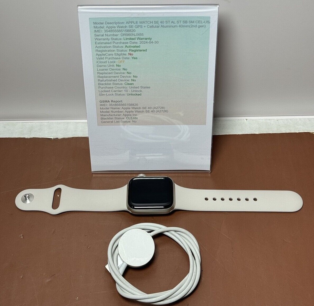 Apple Watch SE 2 40mm Starlight Aluminum - Starlight SB GPS+Cellular #8