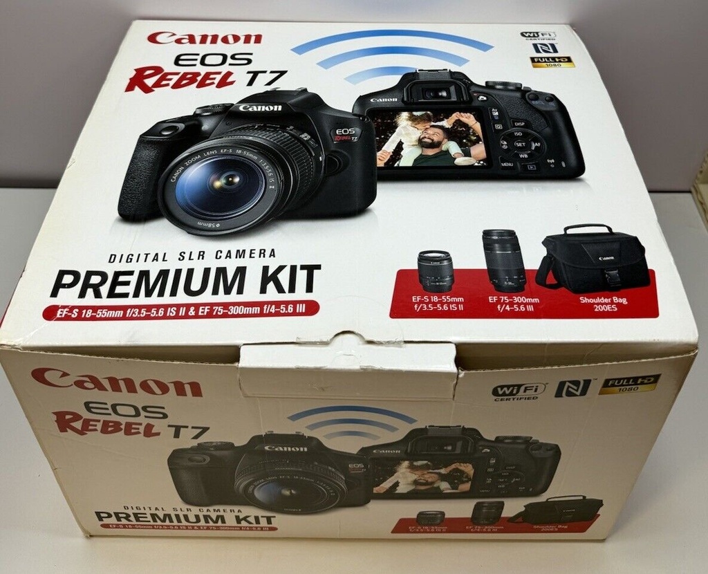 Canon EOS Rebel T7 24.1MP Digital Camera  w EF-S 18-55mm and EF 75-300mm OpenBox #8