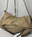 JIMMY CHOO BOHO Biker Hobo Leather Shoulder Chain Bag Nude Tan Brown used