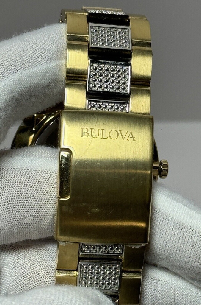 Bulova Men's Classic Gold/Black Crystals 43mm Watch 98B235 #9