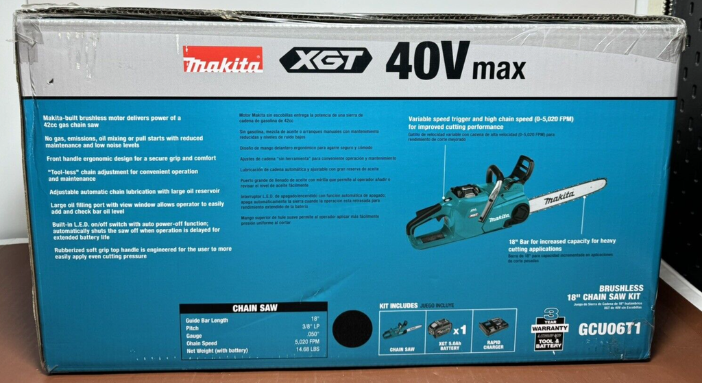 MakitaXGT 18 in. 40V max Brushless Electric Cordless Battery Chainsaw Kit #2