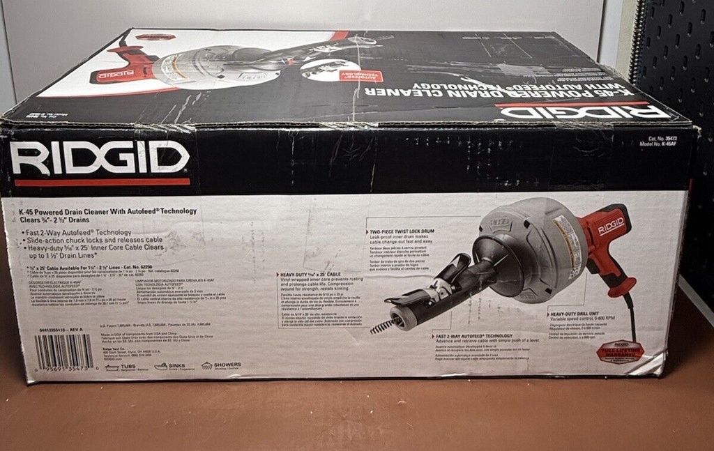 Brand New - RIDGID K-45 Powered Drain Cleaner w/ Autofeed Technology K-45AF #1