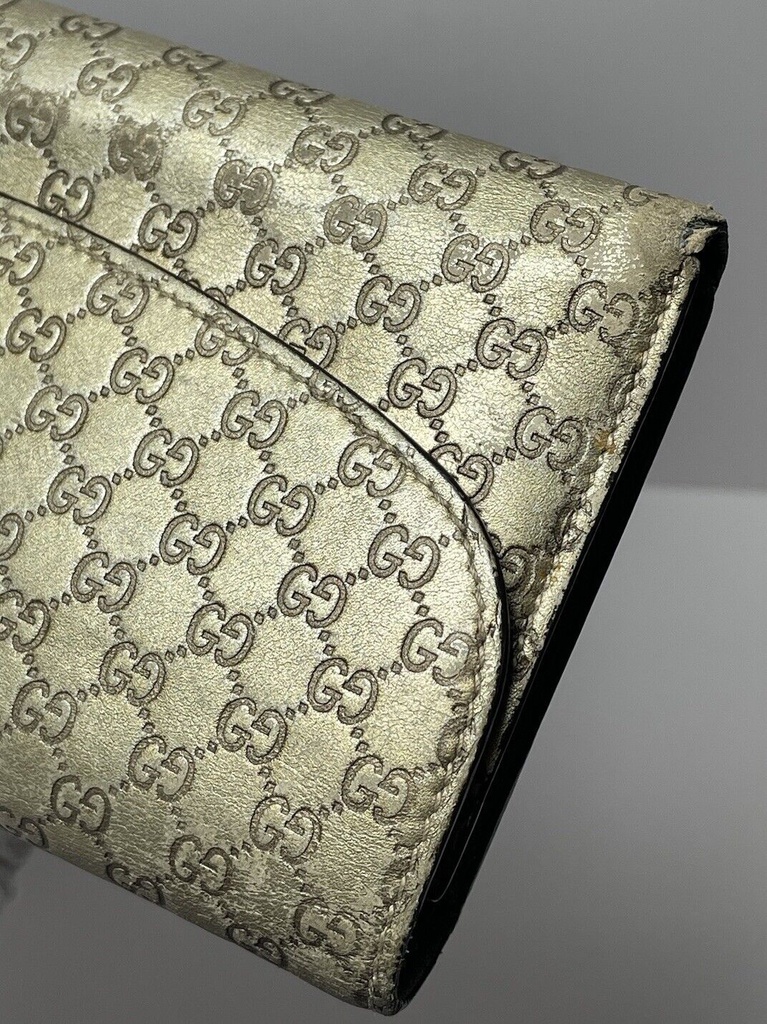 Gucci Micro GG Gucci Shima Sima Long Wallet 256926 Gold -Made in Italy #9