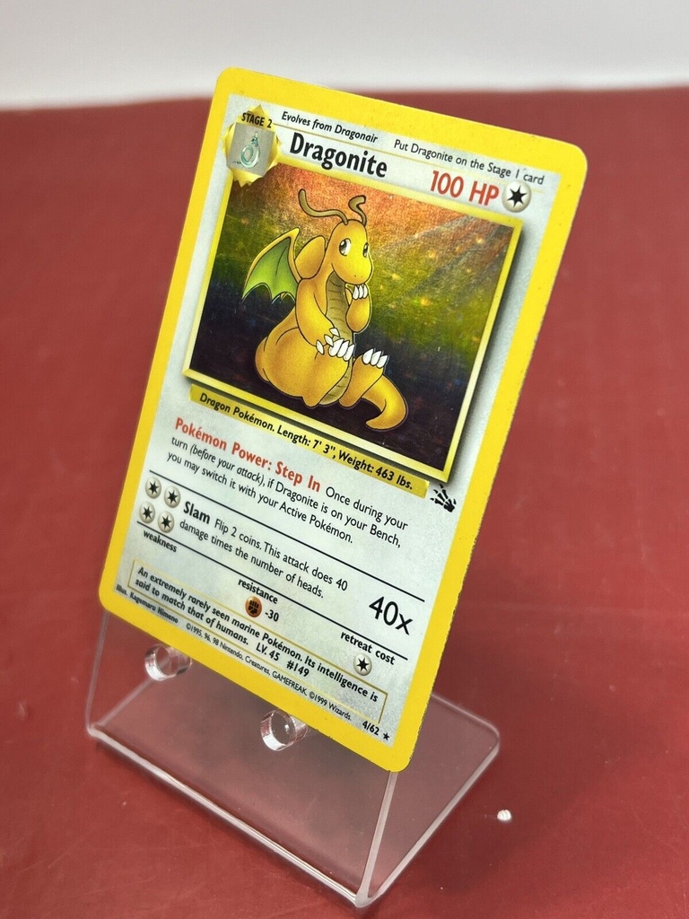 Pokemon TCG - Dragonite Fossil Rare Holo 4/62 - 1999 WOTC - LP/MP #3