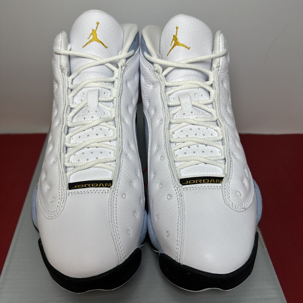 Men's Jordan 13 Retro White/Yellow Size 9 Ochre-Blue Grey (414571 170) #1