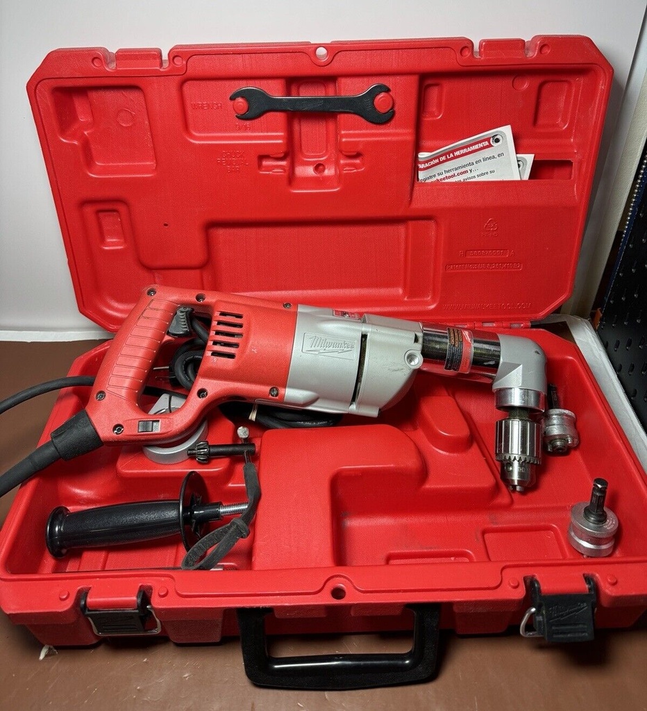 Milwaukee 1107-1 HD Right Angle Drill Cord 1/2 Electric Heavy Duty Case #1