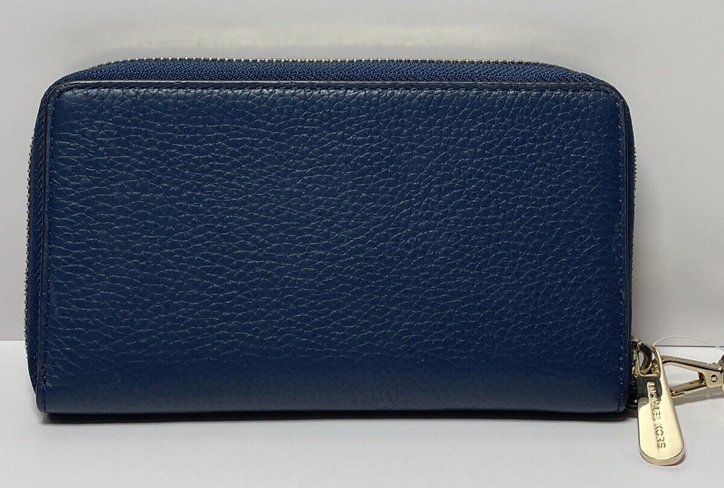 Michael Kors Jet Set Travel Flat Zip  Phone Case Wristlet Wallet Navy Blue #1