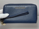 Michael Kors Jet Set Travel Flat Zip  Phone Case Wristlet Wallet Navy Blue with delivery