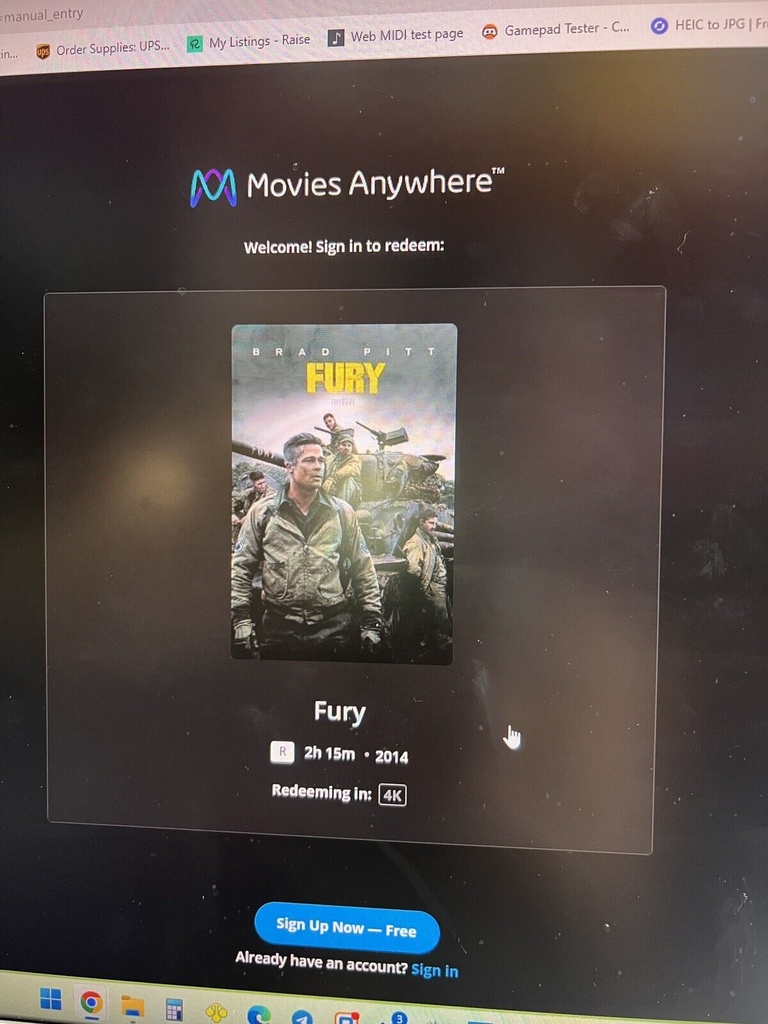 Fury [New 4K UHD Blu-ray] 4K Mastering, Ac-3/Dolby Digital, VALID DIGITAL CODE #3