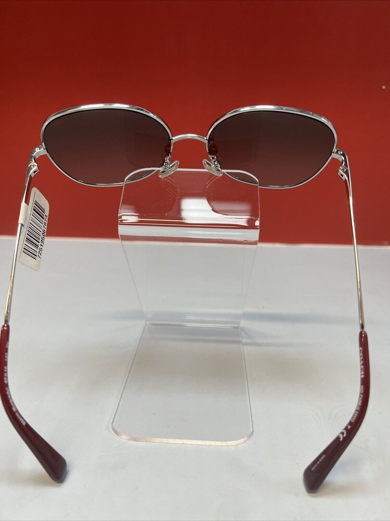 Coach Women's HC7108 HC/7108 934111 Shiny Burgundy/Silver Round Sunglasses 57mm #2