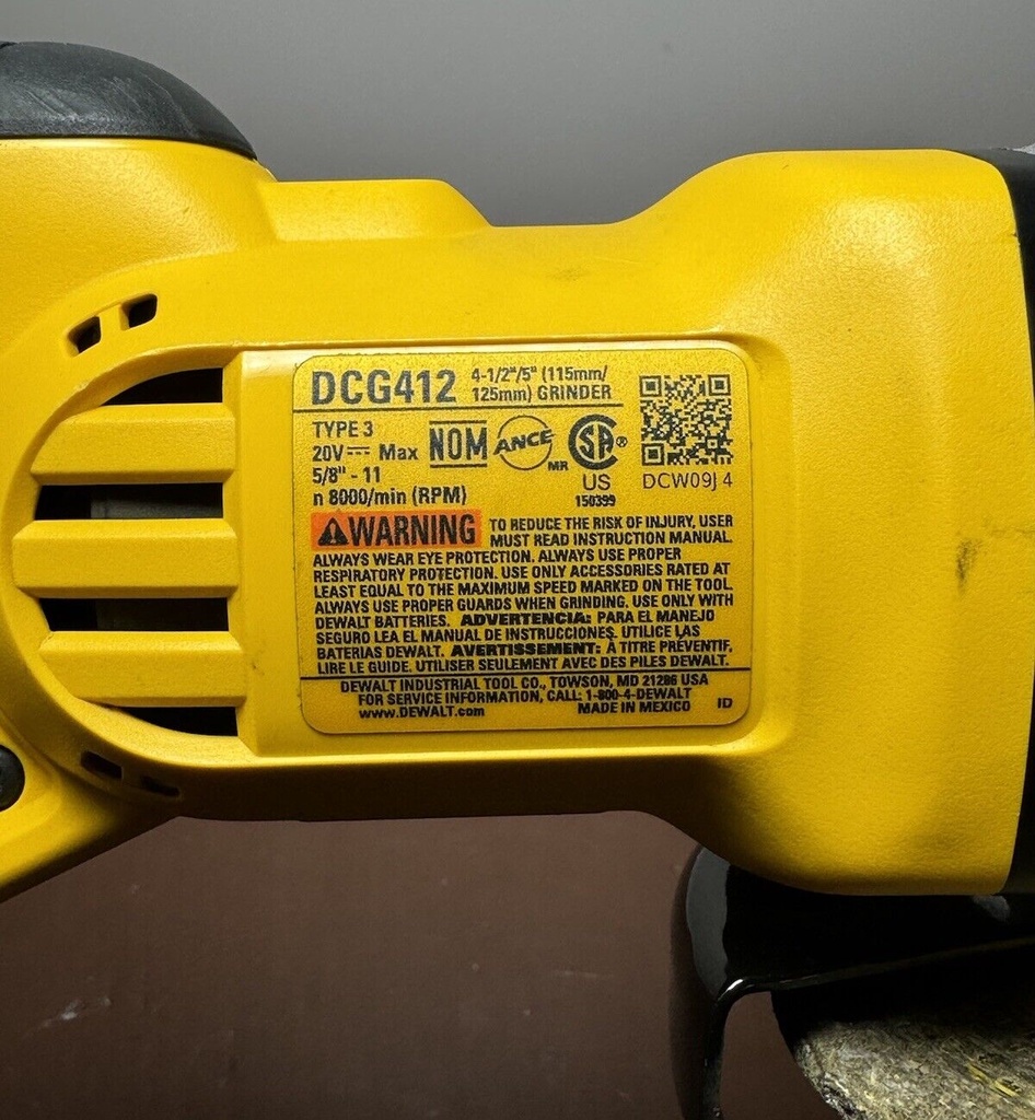 DeWalt DCG412 20V MAX 4.5"-5" Angle Grinder w 20v 4.0Ah Battery #7