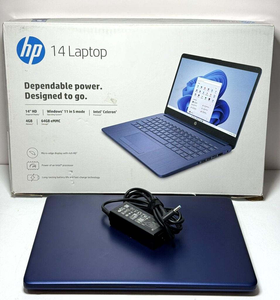 HP Stream 14" Laptop Intel N4120 4GB RAM 64GB Emmc Intel UHD Graphics 600 Blue #1