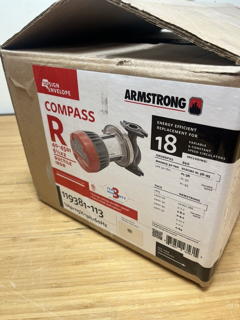 Armstrong 119381-113 R40-45DI Compass Circulating Pump Design Envelope Duct Iron #1