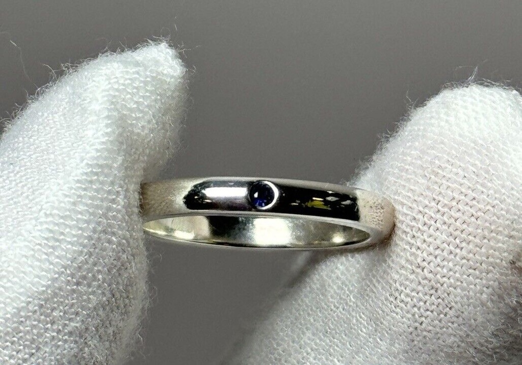 Tiffany & Co Sterling Silver 2.7mm Elsa Peretti Sapphire Stack Band Ring Sz 6 #6