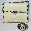 Valentino Rockstud Crossbody Shoulder Bag Grainy Calfskin Ivory used