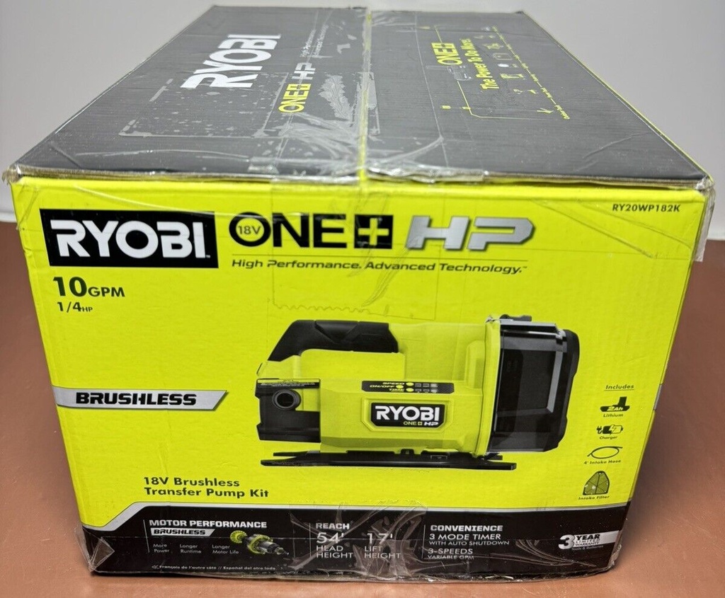 RYOBI ONE+ HP 18V 1/4 hp Cordless Battery Powered Transfer Pump +Batt &Charger #3