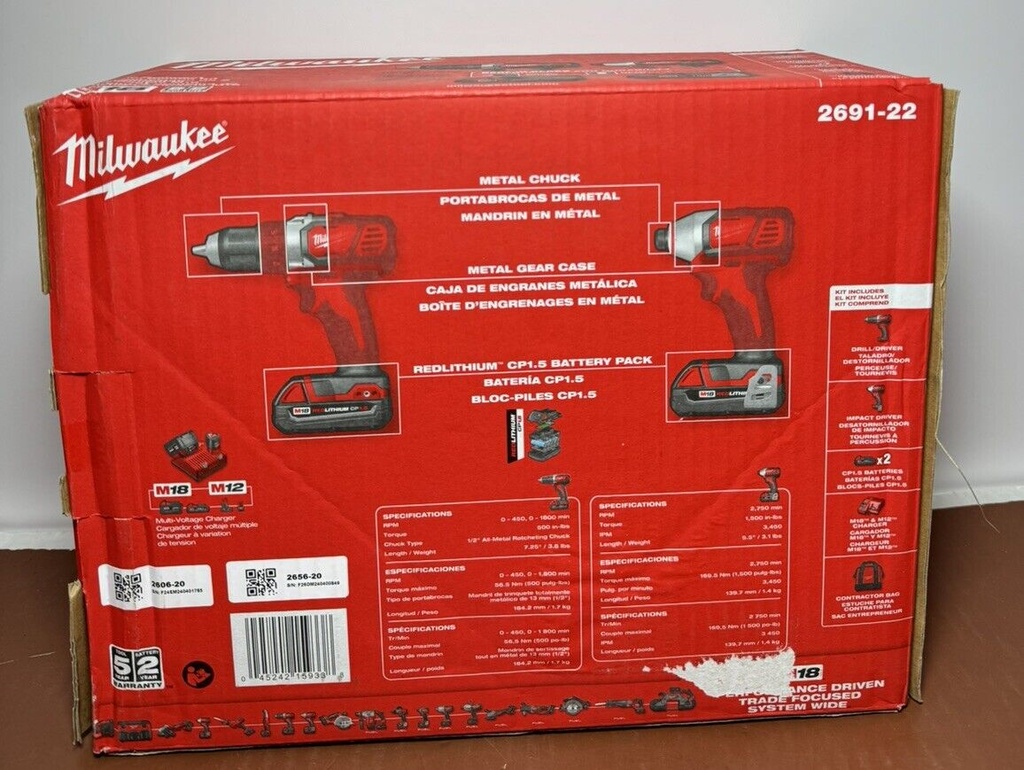 Milwaukee M18 18V Li-Ion Cordless Drill Driver Combo Kit (2691-22) #1