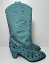 New Gucci Women's Sea Green Jacquard Cowboy Boots with Crystals 631268 3720 buy