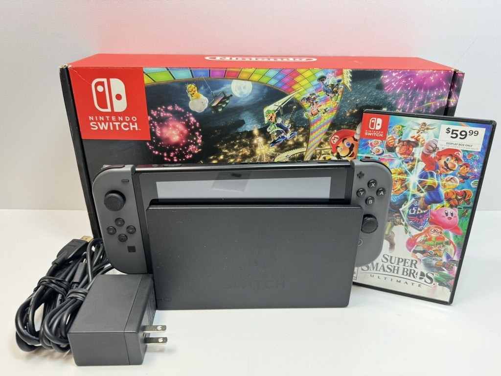 Nintendo Switch Mario Kart 8 Ed. Grey CIB w/ Games, Pro Controller Deluxe Bundle #1