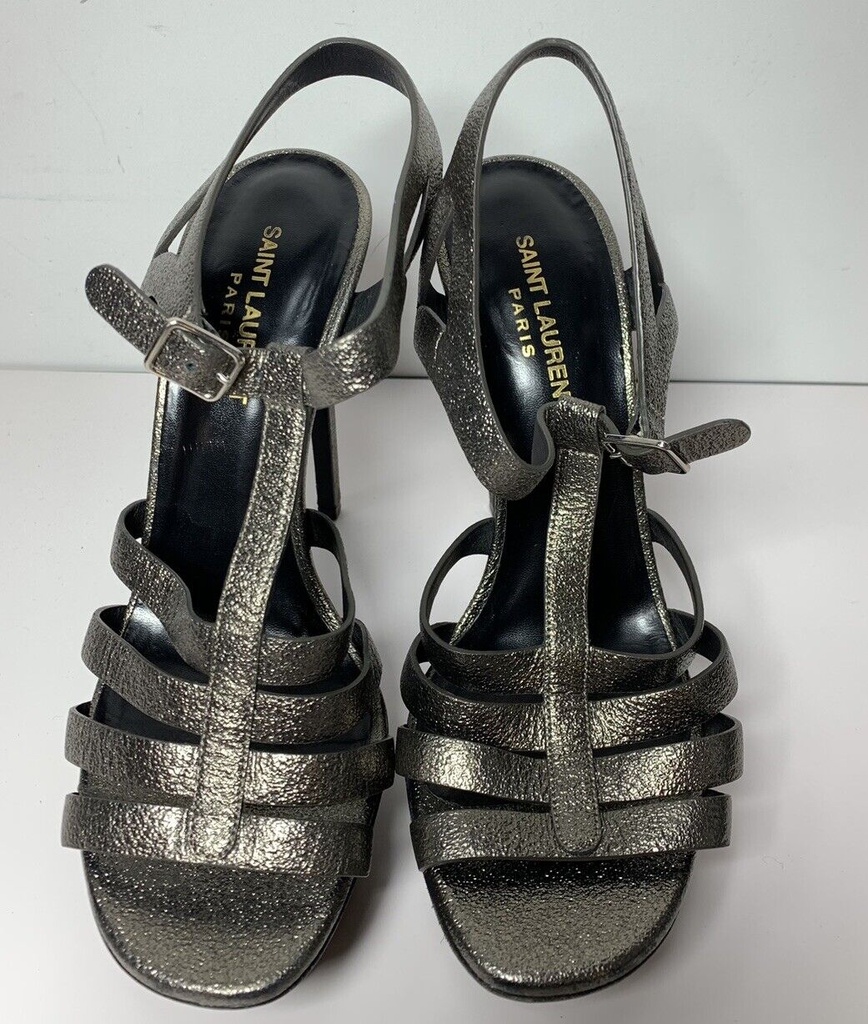 YSL Yves Saint Laurent Tribute Metallic T-Strap 105 Platform Pumps Shoes 39 #1