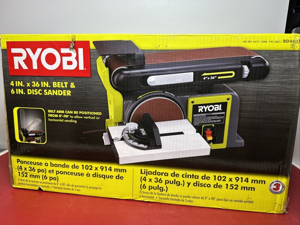 Ryobi Bench Belt Disc Sander Sanding Machine Vertical Horizontal BD4601G #2