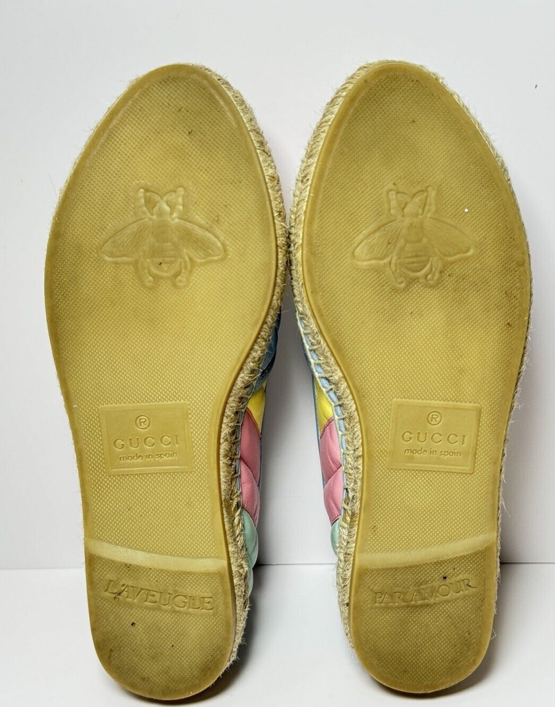 GUCCI Double G Marmont pastel matelasse leather espadrilles 34EU #4