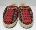 Gucci 'Fria' Houndstooth Gold Horsebit Shearling Lined Mule Slipper sz 36 used