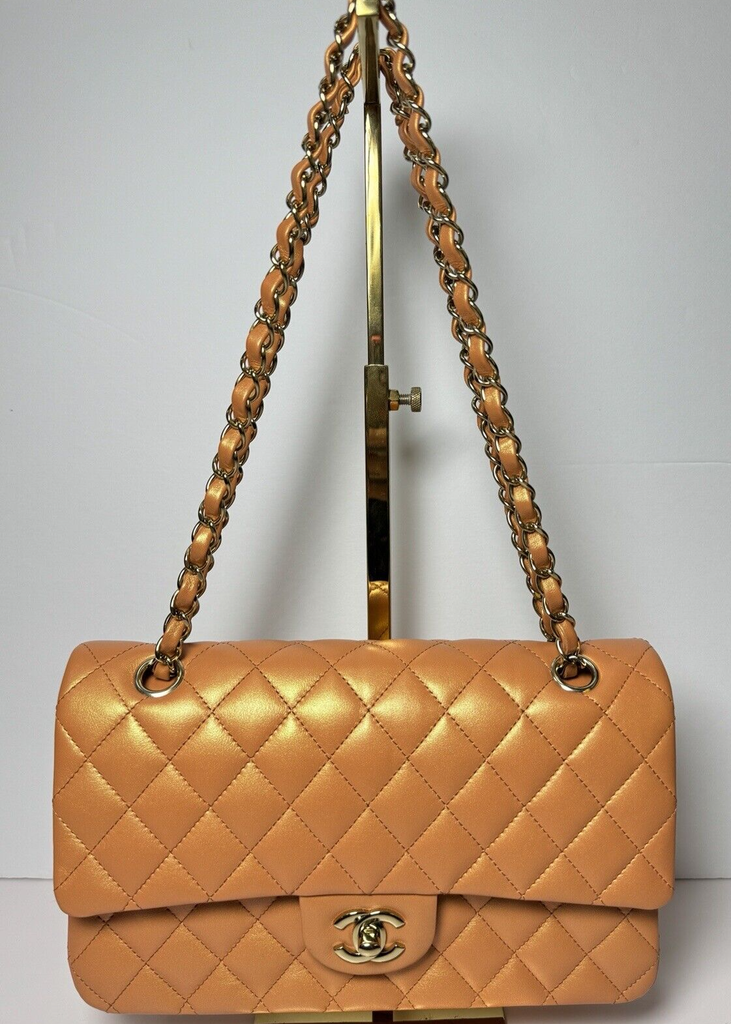 Chanel Orange Iridescent Medium Double Flap Bag #1